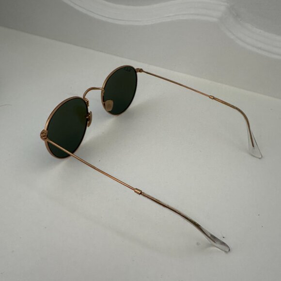 Ray-Ban Round Metal Sunglasses (Blue Mirrored Lenses, Gold Frame, Polarized)